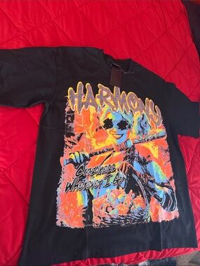 Men's  Graphic T-Shirt with Rhinestone Artwork Sz Xl